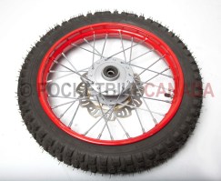 2.50-14 FengYuan Tire & Red Wheel with Chrome Spokes for DirtBike - 306 FRONT RED-1