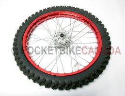 70/100-19 QD-016-003 QingDa Tire & Red Rim Chrome Spoke for DirtBike - G2080113