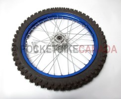70/100-19 QD-016-003 QingDa Tire & Blue Rim Chrome Spoke for DirtBike - G2080114